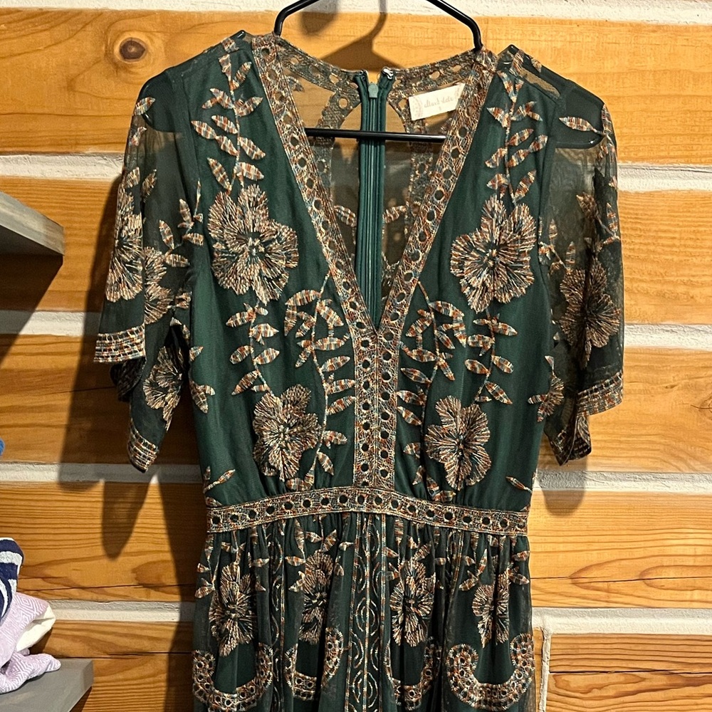 Altar’d State Floor Length Floral Dress in Green